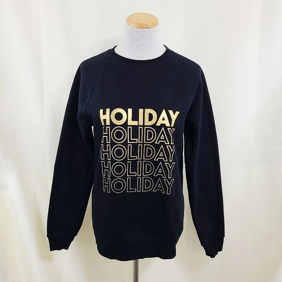 BRUNETTE the Label HOLIDAY Core Crew Sweatshirt black gold XS - Picture 1 of 7